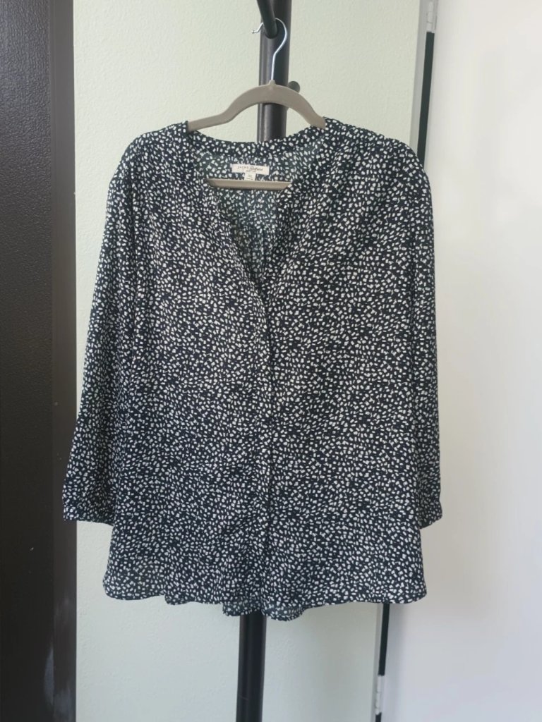 Jachs Girlfriend Xl Black & White Swing Blouse Button Front Jacks Girlfriend